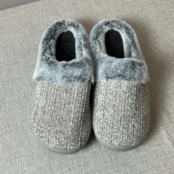 Evshine Warm Knit House Slippers Chenille Slippers Memory Foam Outdoor Soles sz9 - Picture 3 of 11